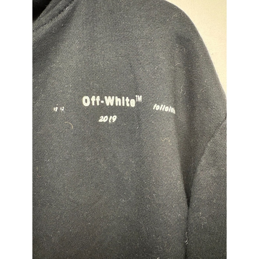 Off White Virgil Abloh Stencil Arrow Hoodie Black Kangaroo Pocket Outdoor 2XL - Picture 3 of 8